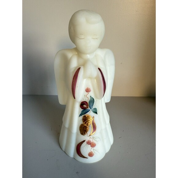 Fenton Frosted Glass Angel Hand Painted Artists Signed 6” Christmas - Picture 1 of 6